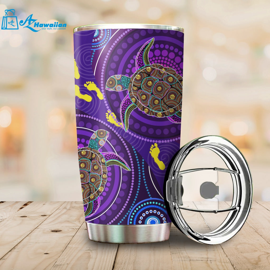 Aboriginal Decors Australian Gifts Purple Turtles Stainless Steel Tumbler For Turtle Lover, Gift For Her Gift For Him Gift For Turtle Lover Friends Stainless Steel Tumbler