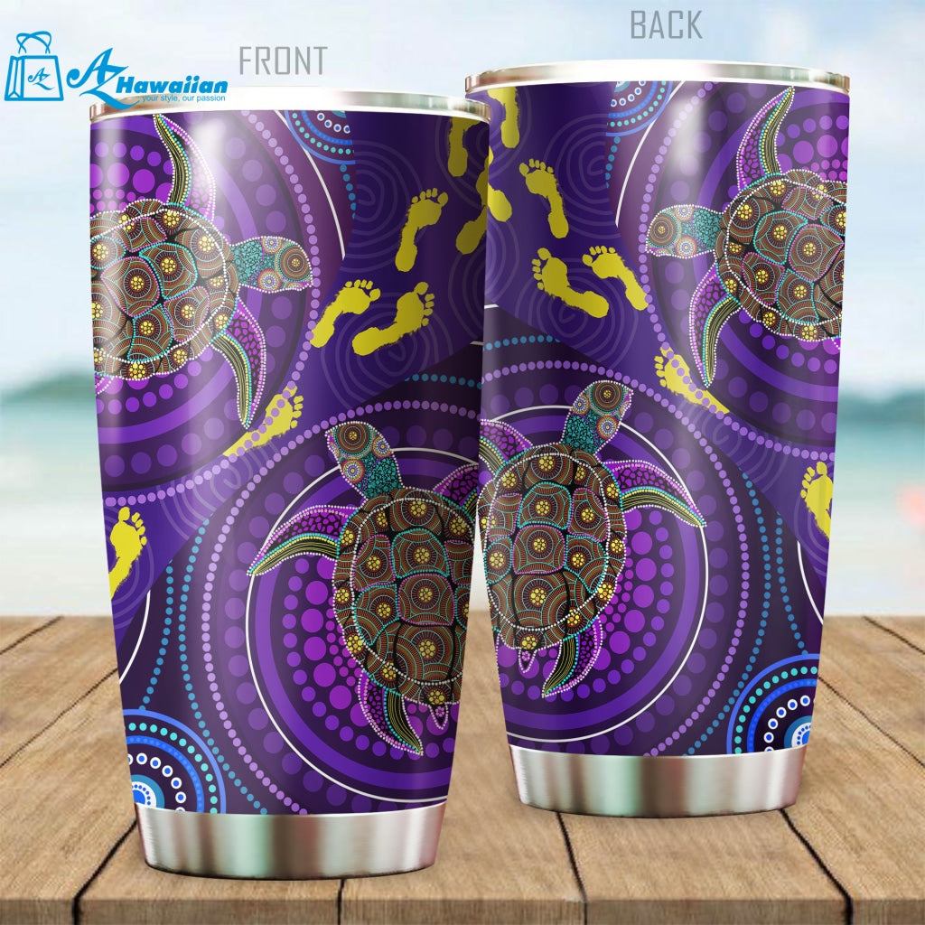 Aboriginal Decors Australian Gifts Purple Turtles Stainless Steel Tumbler For Turtle Lover, Gift For Her Gift For Him Gift For Turtle Lover Friends Stainless Steel Tumbler