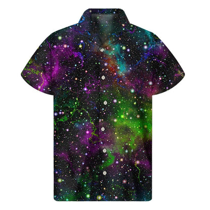 Abstract Dark Galaxy Space Print Mens Short Sleeve Shirt Hawaiian