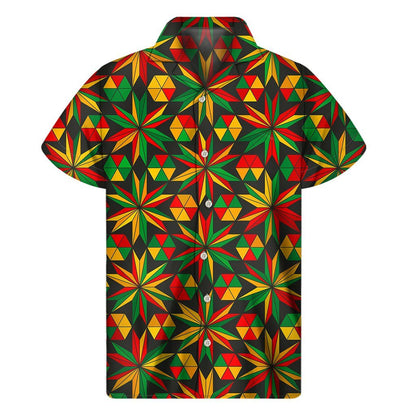 Abstract Geometric Reggae Pattern Print Mens Short Sleeve Shirt Hawaiian