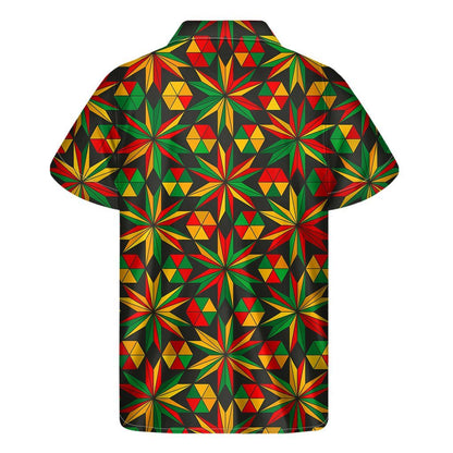 Abstract Geometric Reggae Pattern Print Mens Short Sleeve Shirt Hawaiian