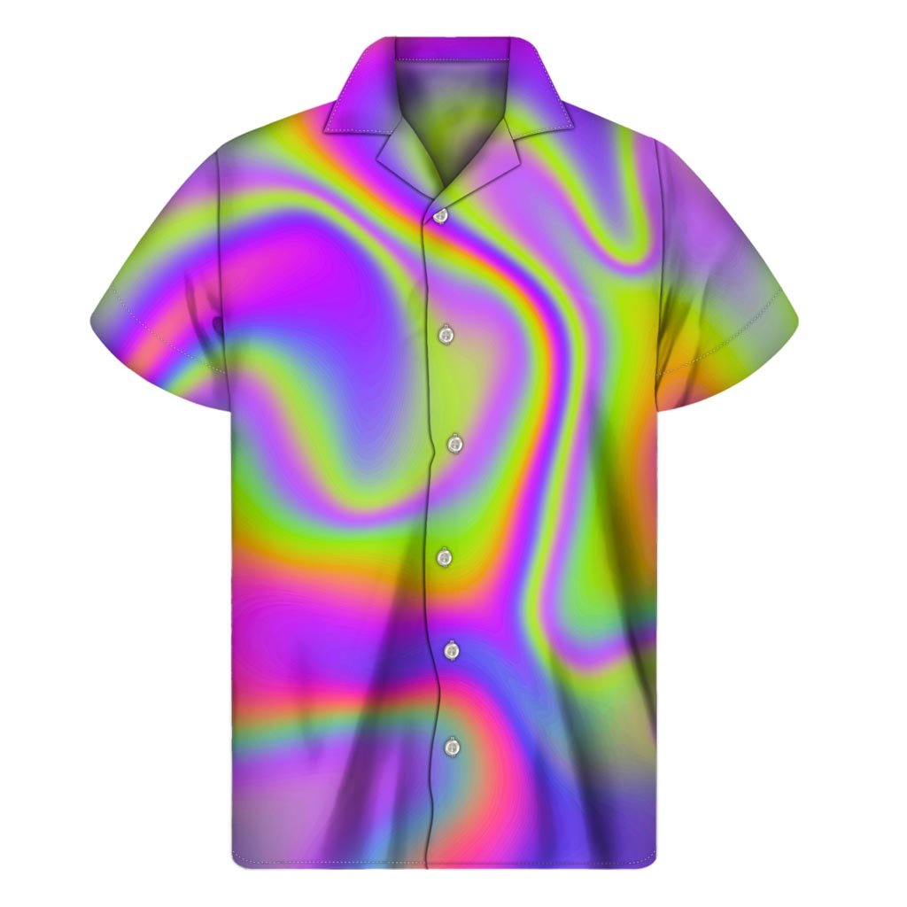 Abstract Holographic Trippy Print Mens Short Sleeve Shirt Hawaiian