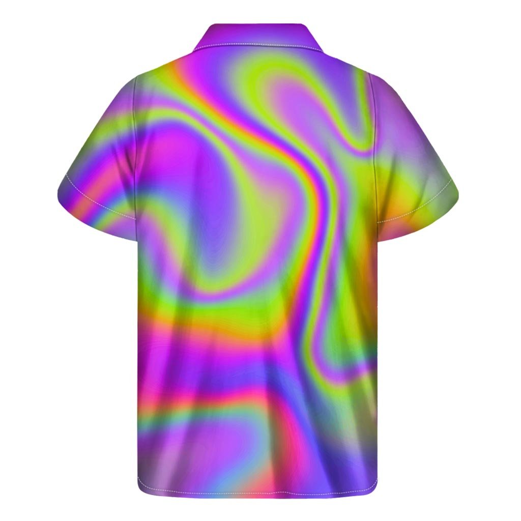 Abstract Holographic Trippy Print Mens Short Sleeve Shirt Hawaiian