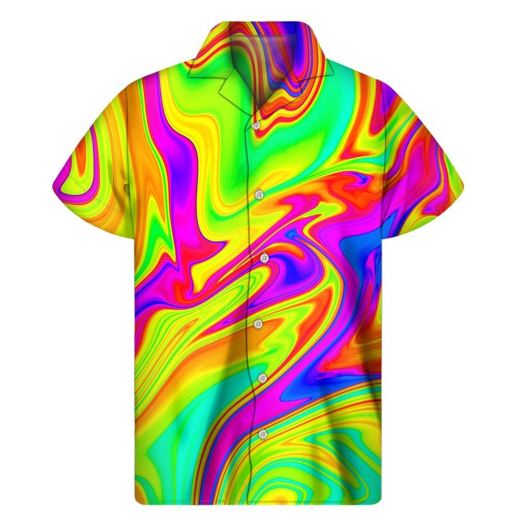 Abstract Liquid Trippy Print Mens Short Sleeve Shirt Hawaiian