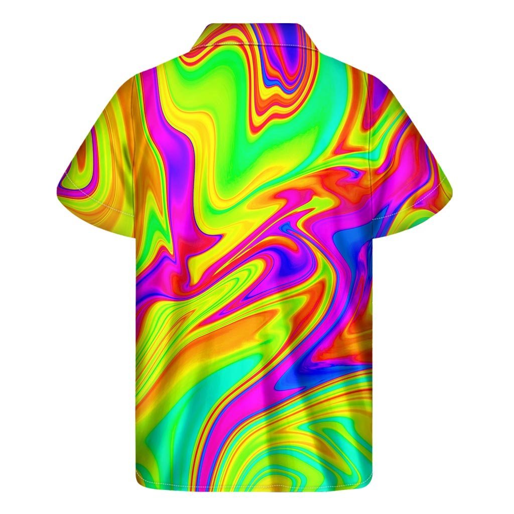 Abstract Liquid Trippy Print Mens Short Sleeve Shirt Hawaiian