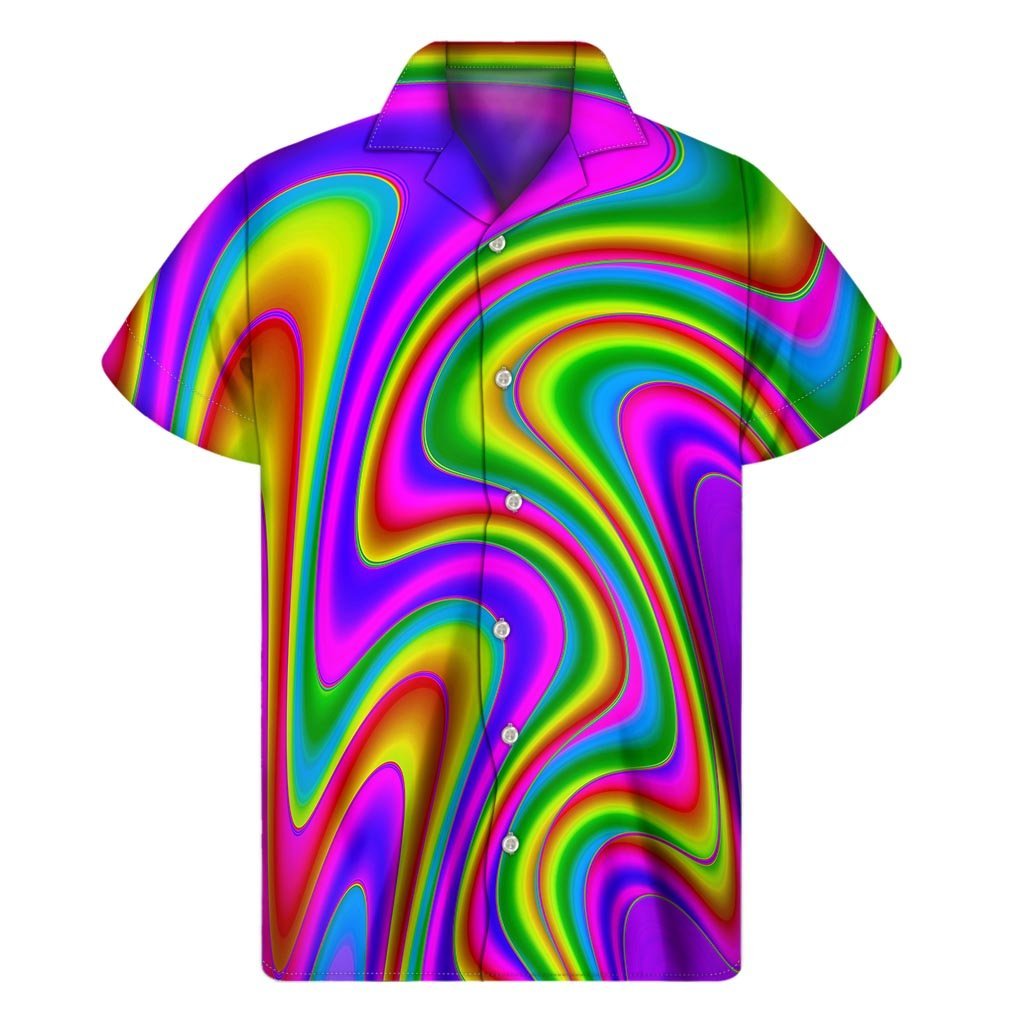 Abstract Neon Trippy Print Mens Short Sleeve Shirt Hawaiian