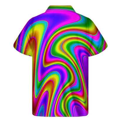 Abstract Neon Trippy Print Mens Short Sleeve Shirt Hawaiian