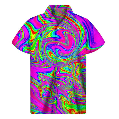 Abstract Psychedelic Liquid Trippy Print Mens Short Sleeve Shirt Hawaiian