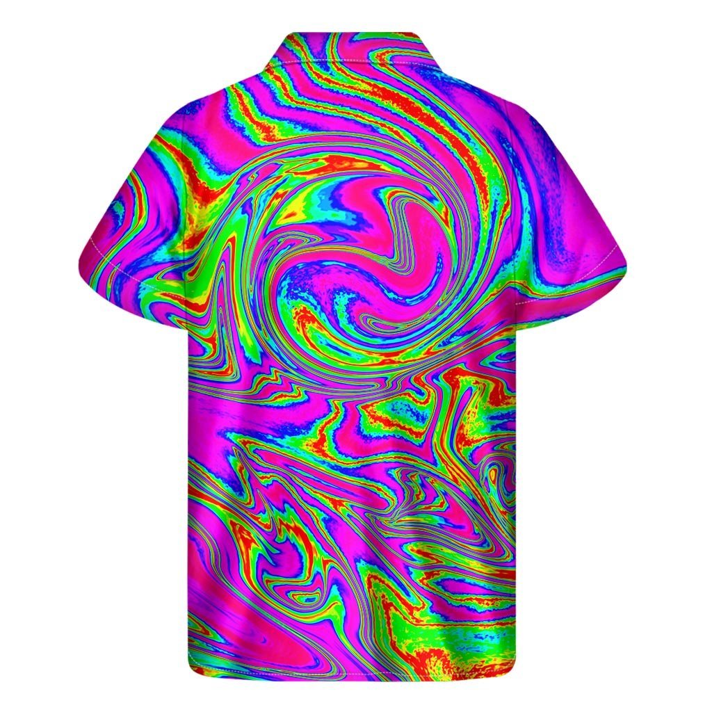 Abstract Psychedelic Liquid Trippy Print Mens Short Sleeve Shirt Hawaiian