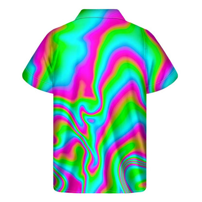 Abstract Psychedelic Trippy Print Mens Short Sleeve Shirt Hawaiian