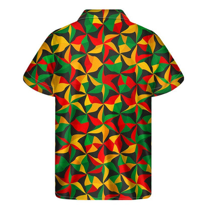 Abstract Reggae Pattern Print Mens Short Sleeve Shirt Hawaiian