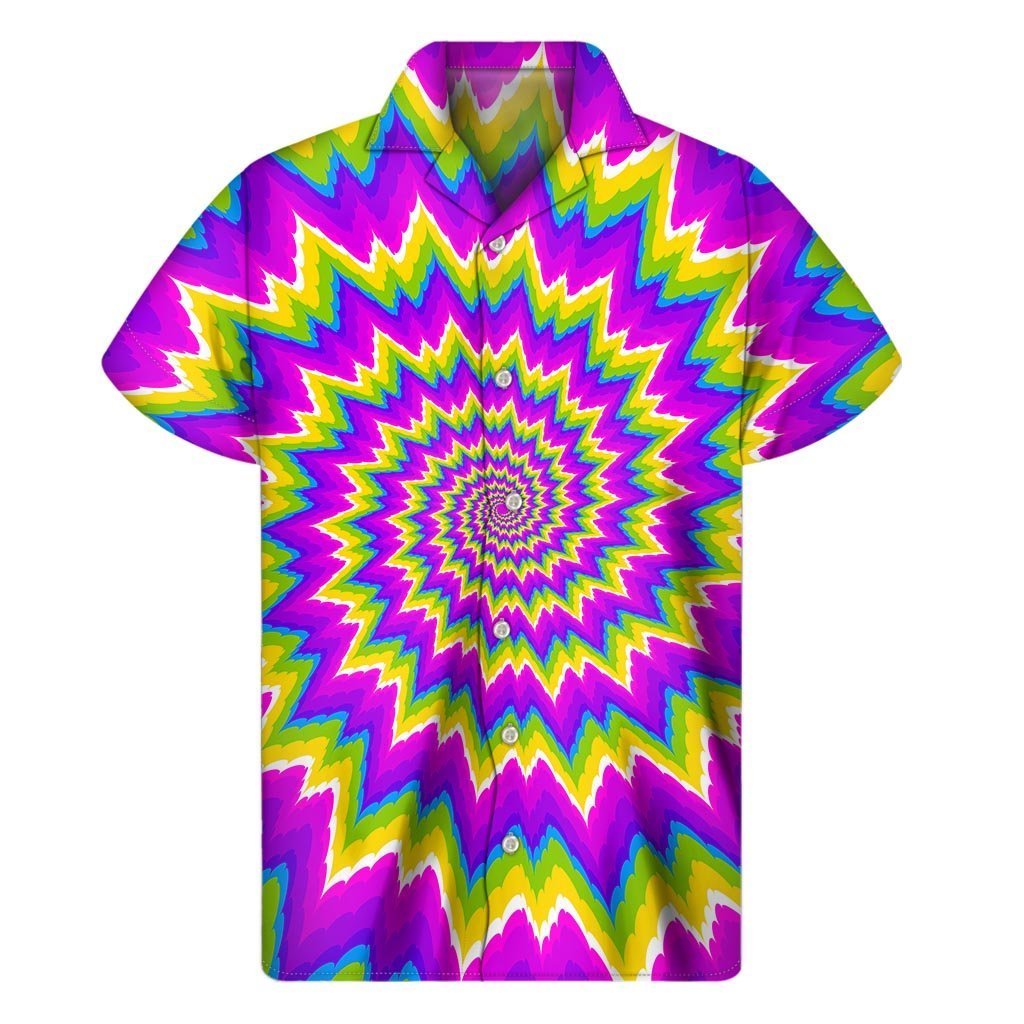 Abstract Spiral Moving Optical Illusion Mens Short Sleeve Shirt Hawaiian