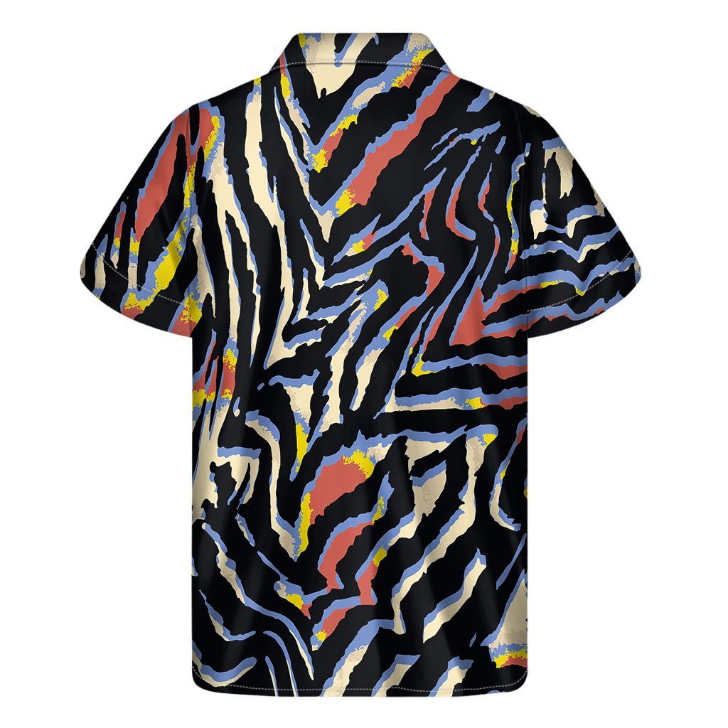 Abstract Zebra Pattern Print Mens Short Sleeve Shirt Hawaiian