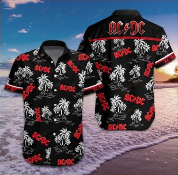 ACDC Band Hawaiian Graphic Print Short Sleeve 