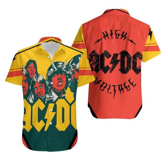 ACDC Band Hawaiian Graphic Print Short Sleeve 