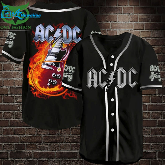 ACDC Electric Guitar Baseball Jersey Shirt