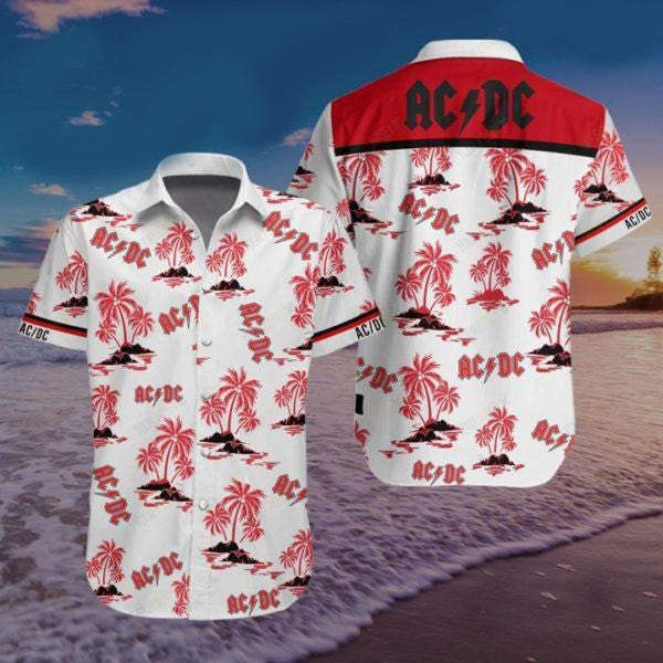 ACDC Music Band Hawaiian Graphic Print Short Sleeve 