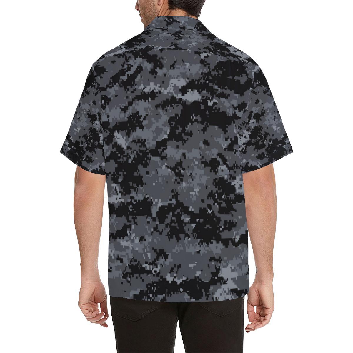 Acu Digital Black Camouflage Hawaiian Shirt