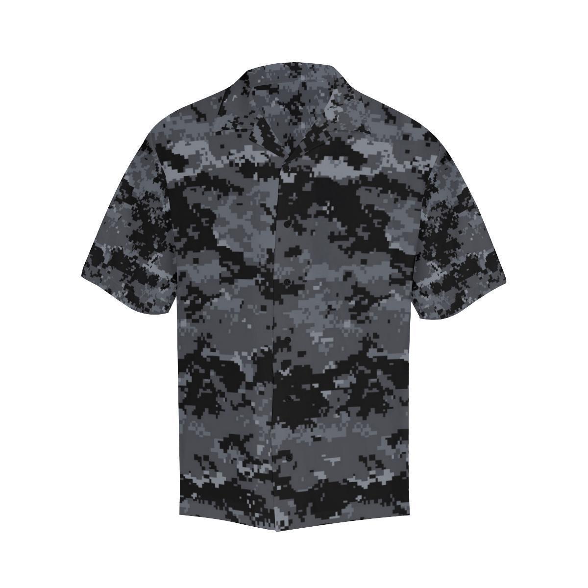 Acu Digital Black Camouflage Hawaiian Shirt