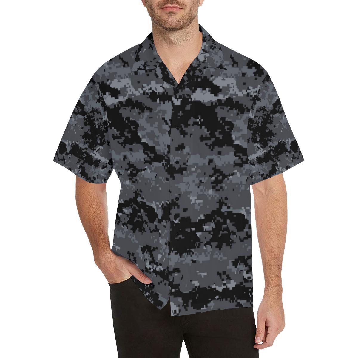 Acu Digital Black Camouflage Hawaiian Shirt