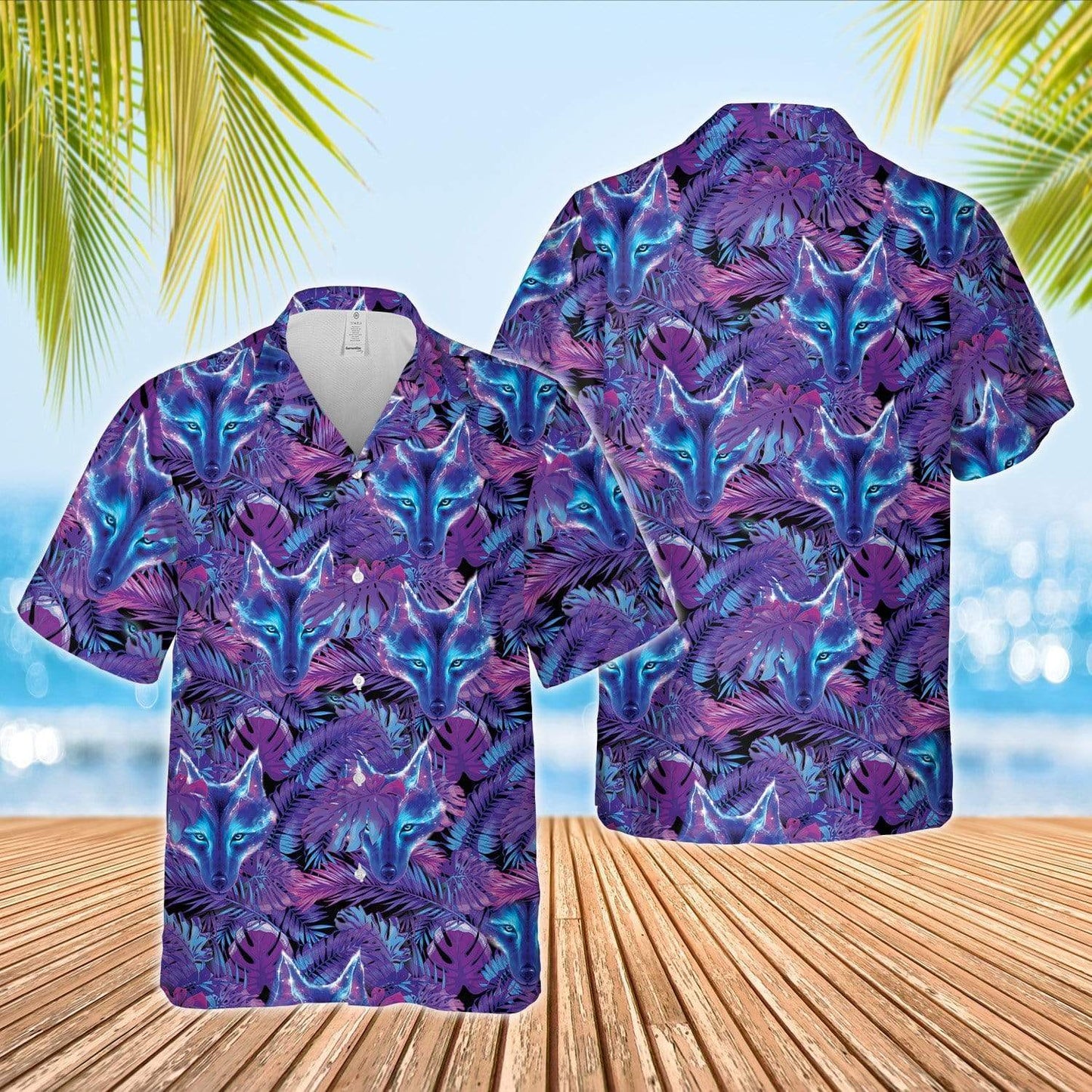 Hawaiian Aloha Shirts Wolf Mysterious #1721V