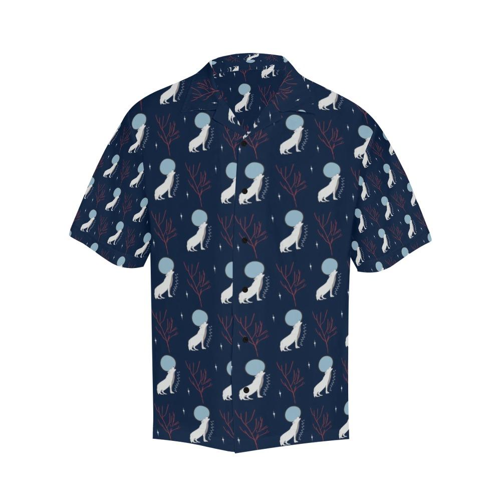 Wolf Moon Print Design Hawaiian Shirt