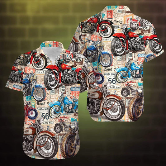 Motorcycles Vintage Unisex Hawaiian Shirts