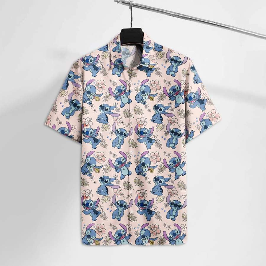 Adorable Stitch Floral Hawaii Tshirt, Print Short Sleeve 