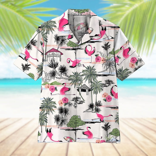 Flamingo Yoga 3D All Over Printed Hawaiian Shirt | Unique Beach