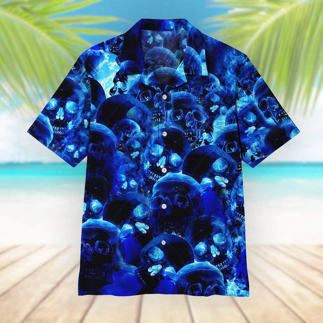 3D Skull Hawaiian Shirt | For Men & Women | Adult | HW6116