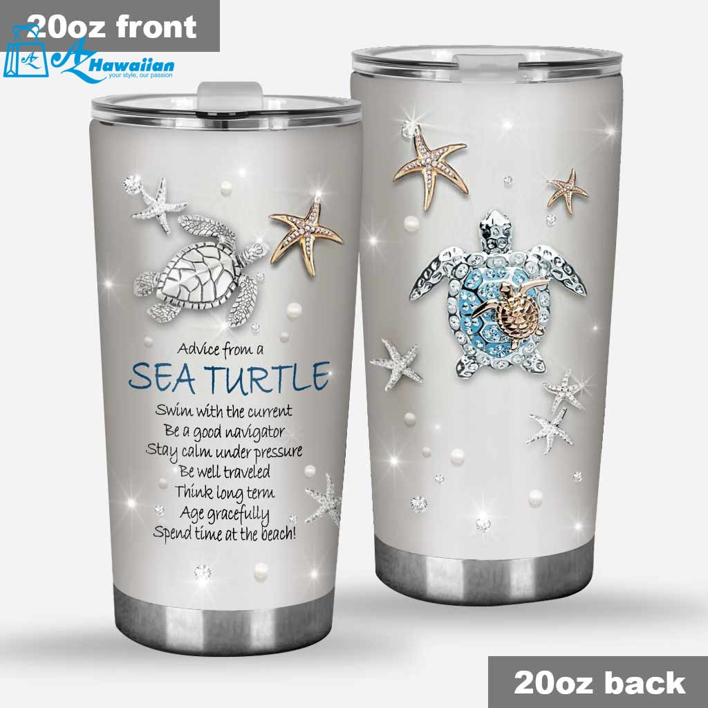 Advice From A Sea Turtle Stainless Steel Tumbler For Turtle Lover, Gift For Her Gift For Him Gift For Turtle Lover Friends Stainless Steel Tumbler