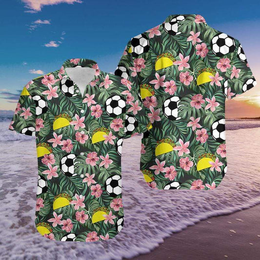 Soccer and Tacos Floral Hawaiian Aloha Shirts Fantastic #89h