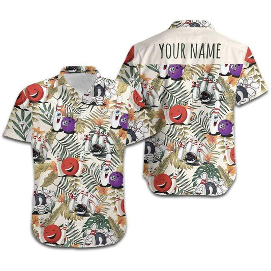 Hawaiian Aloha Shirts Funny Bowling Floral Custom Name