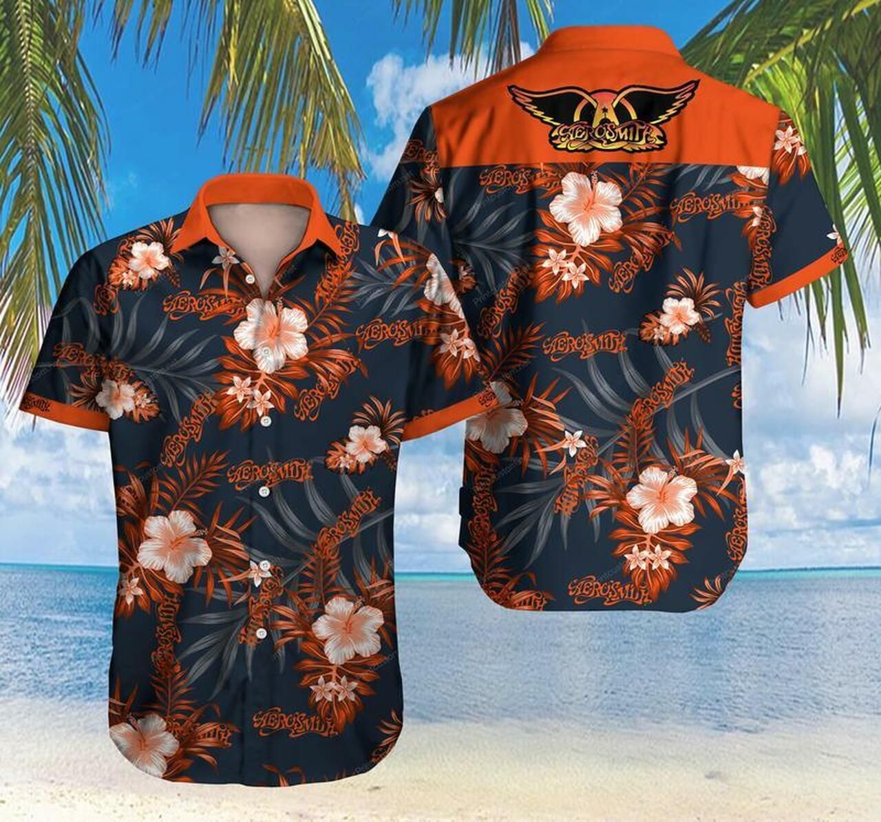 Aerosmith Hawaiian Graphic Print Short Sleeve 