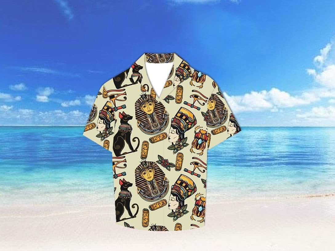 Pharaoh Ancient Egypt Hawaiian Aloha Shirts #68dh