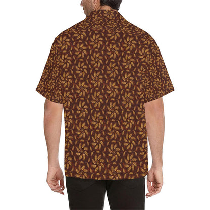 Agricultural Brown Wheat Print Pattern Hawaiian Shirt