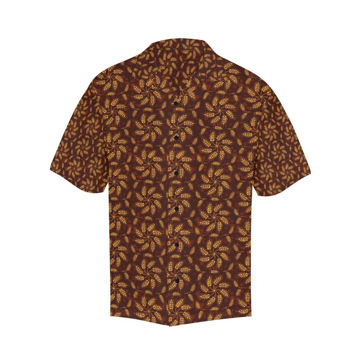 Agricultural Brown Wheat Print Pattern Hawaiian Shirt