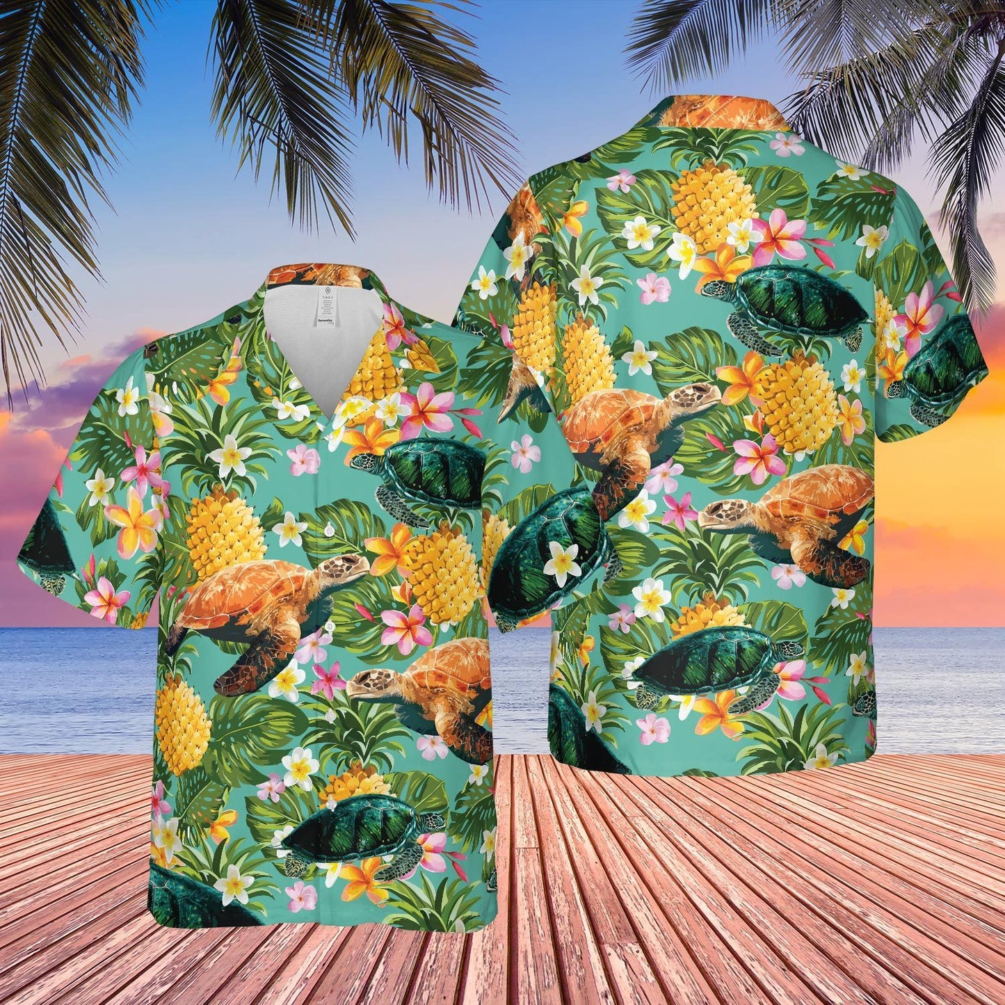 Turtle Hawaii Tropical Beach Shirt Hawaiian