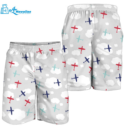 Airplane Cloud Grey Background Men Shorts