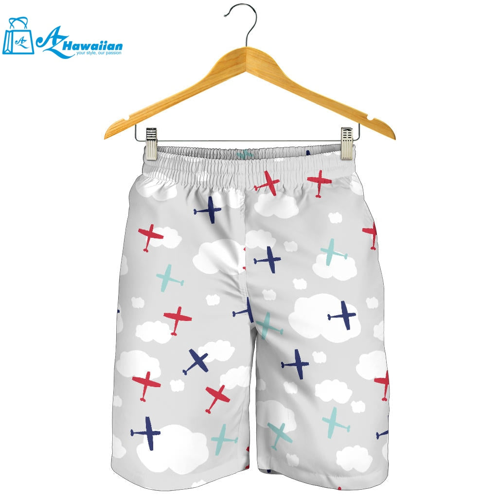 Airplane Cloud Grey Background Men Shorts