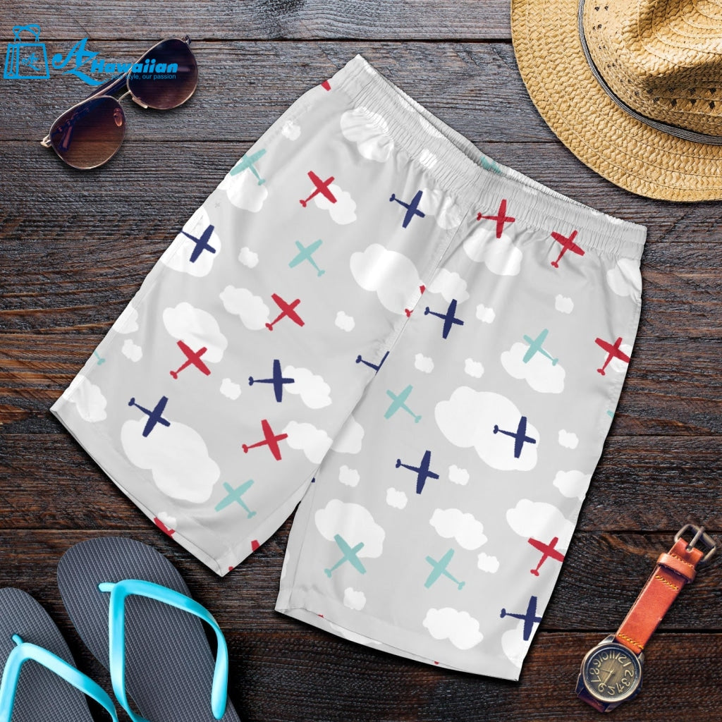 Airplane Cloud Grey Background Men Shorts