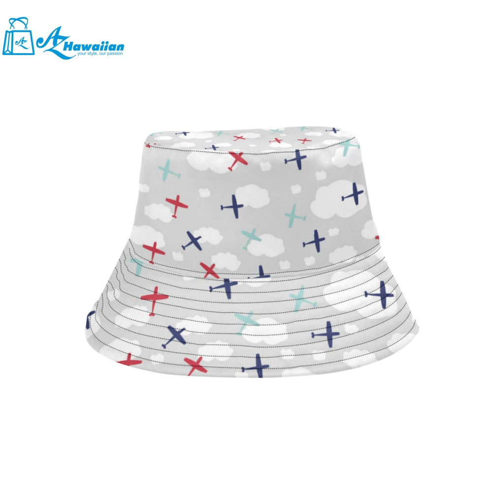 Airplane cloud grey background Unisex Bucket Hat