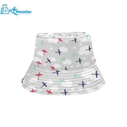 Airplane cloud grey background Unisex Bucket Hat