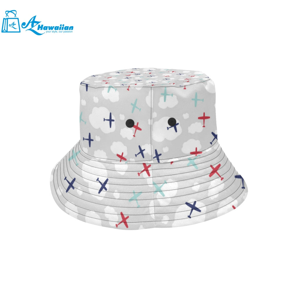 Airplane cloud grey background Unisex Bucket Hat