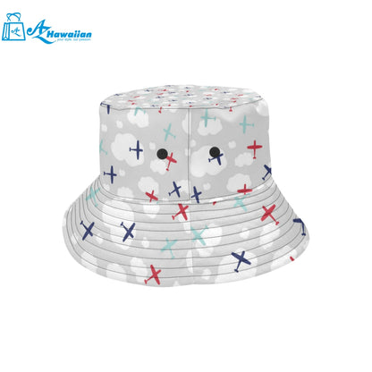 Airplane cloud grey background Unisex Bucket Hat