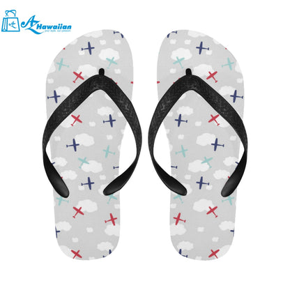 Airplane cloud grey background Unisex Flip Flops