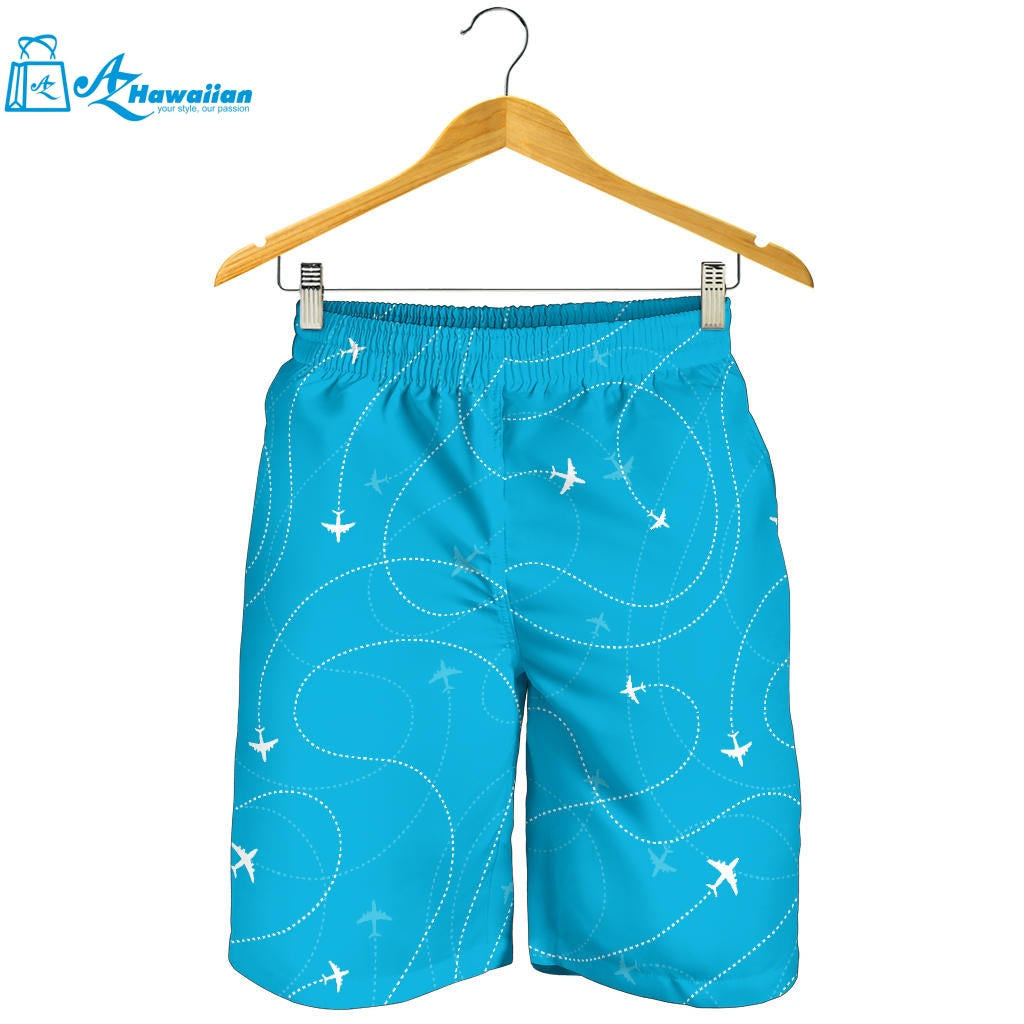 Airplane Destinations Blue Background Men Shorts