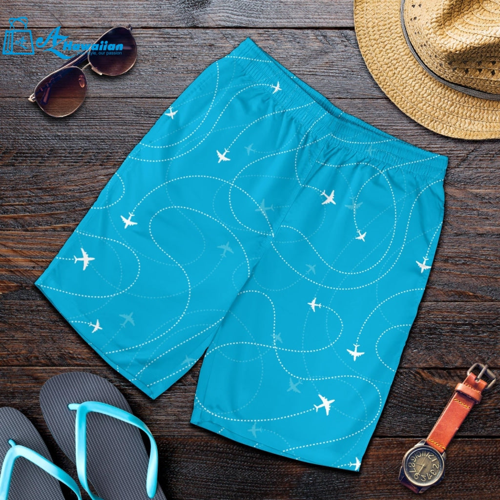 Airplane Destinations Blue Background Men Shorts