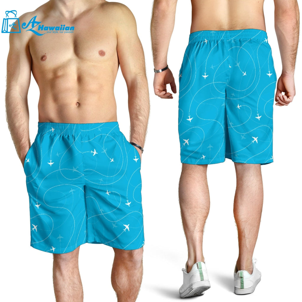 Airplane Destinations Blue Background Men Shorts