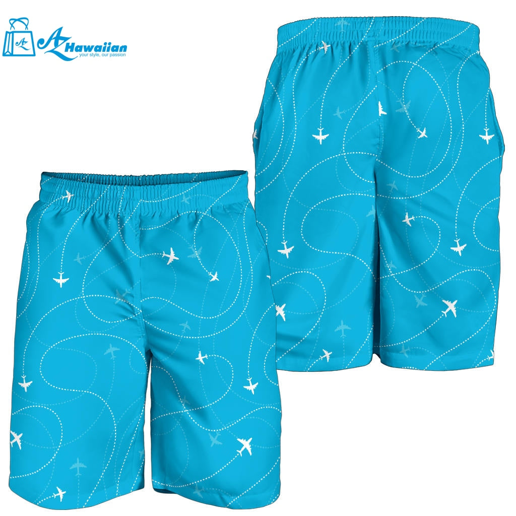 Airplane Destinations Blue Background Men Shorts